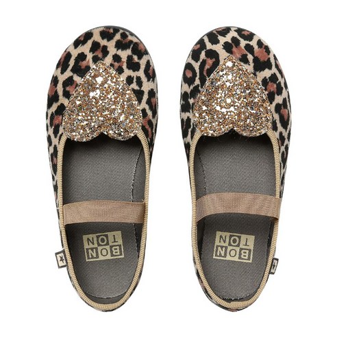 우아함과 편안함을 겸비한 봉통 여아용 레오파드 벨벳 사라 하트 메리제인