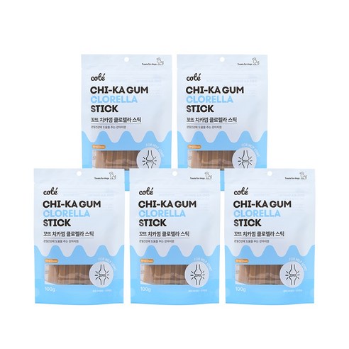 꼬뜨 강아지 치카껌 스틱, 클로렐라, 100g, 5개