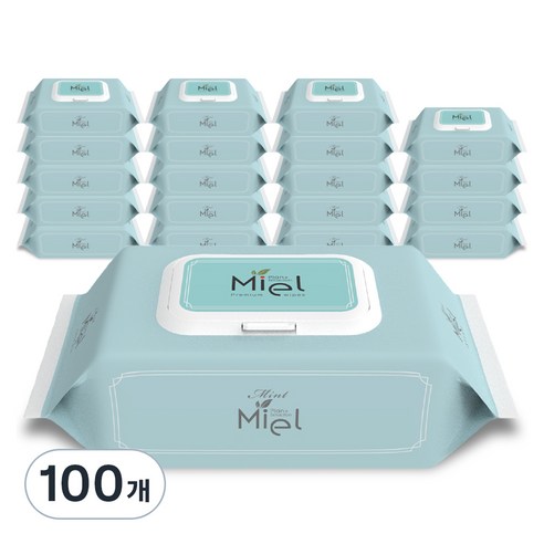 미엘 민트 물티슈 캡형, 35g, 100매, 100개