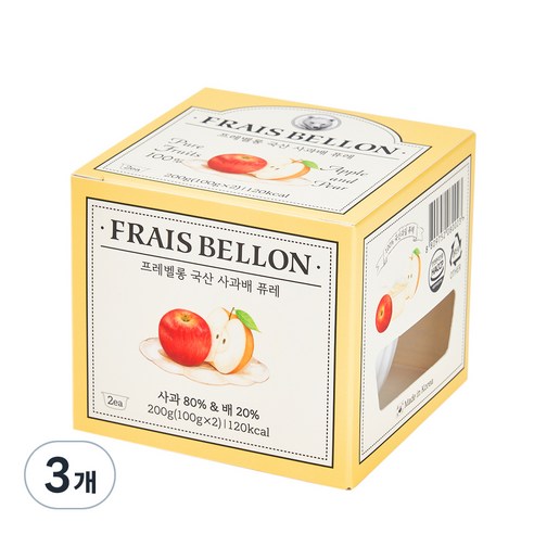 프레벨롱 국산 과일퓨레, 사과배, 200g, 3개