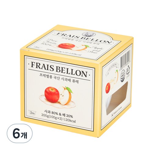 프레벨롱 국산 과일퓨레, 사과배, 200g, 6개