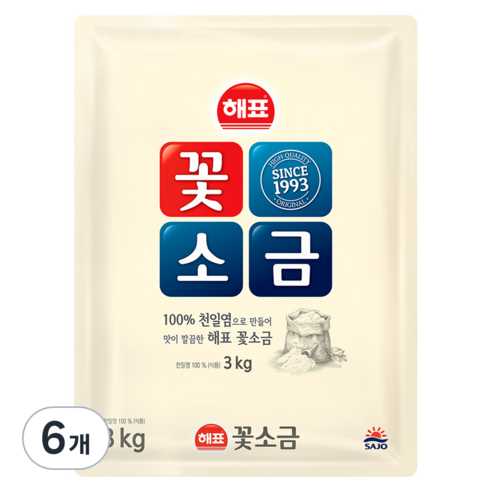 해표 꽃소금, 3kg, 6개