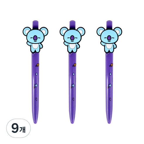 라인프렌즈 BT21 피규어젤펜 0.5mm, 코야, 9개