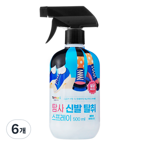 탐사 신발 스프레이형 탈취제 베이비파우더향, 6개, 500ml