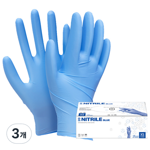 지클럽 니트릴장갑 100p, 블루, 미니(XS), 3개