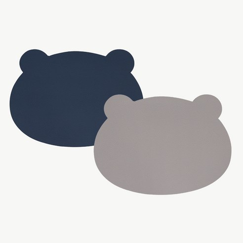 제이큐리빙 곰돌이 가죽 테이블 매트 2p, 네이비 & 라이트그레이, 29 x 37 cm