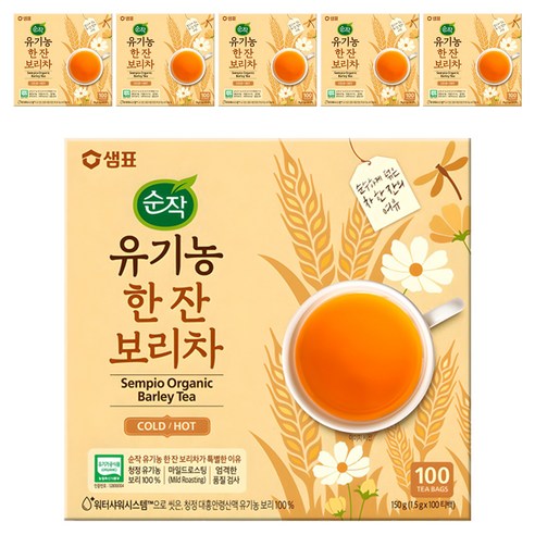 순작 유기농 한 잔 보리차, 1.5g, 100개입, 6개