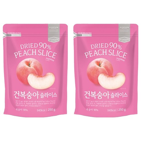 리치팜너트 건복숭아 슬라이스, 250g, 2개