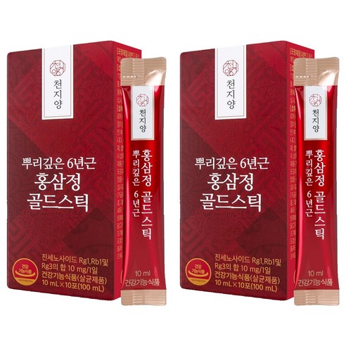 천지양 뿌리깊은 6년근 홍삼정 골드스틱 10p, 100ml, 2개
