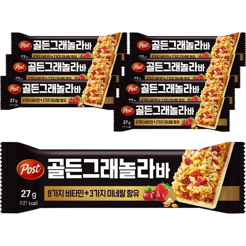 동서식품 포스트 골든 그래놀라 밀크바, 27g, 8개