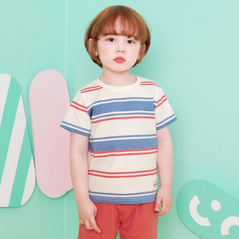 월튼키즈 아동용 멀티 스트라이프 티셔츠