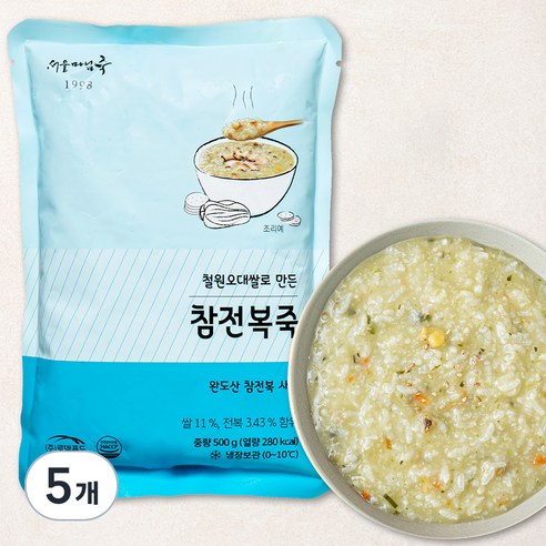 서울마님죽 참전복죽 (냉장), 500g, 5개