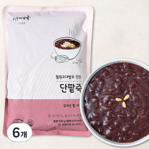 [로켓프레시] 서울마님죽 단팥죽 (냉장), 500g, 6개