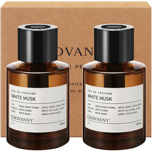 GIOVANNY 루이 차량용 디퓨저 160ml 본품, 화이트머스크, 2개