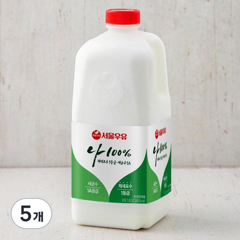 서울우유 나100% 우유, 1800ml, 5개