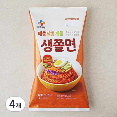 CJ제일제당 매콤 달콤 새콤 생쫄면 4인분, 908.8g, 4개