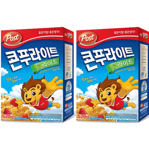 동서 포스트 콘푸라이트1/3슈거라이트 시리얼, 530g, 2개