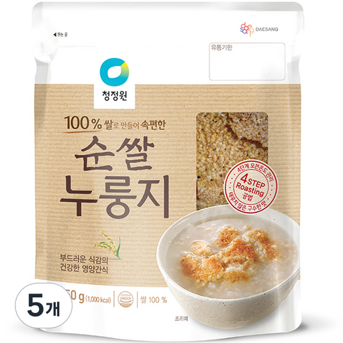 청정원 순쌀 누룽지, 250g, 5개