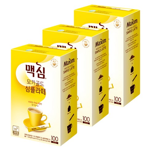 맥심 모카골드 심플라떼 커피믹스, 100개입, 3개