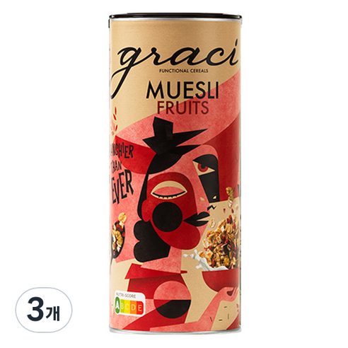 그라시 뮤즐리 과일 시리얼, 3개, 500g