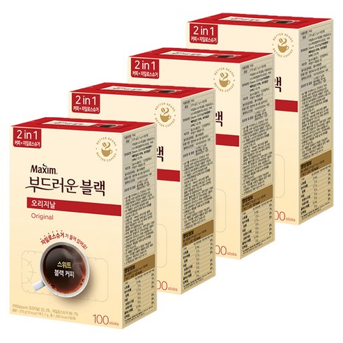 맥심 오리지날 부드러운 블랙 커피믹스, 100개, 4개