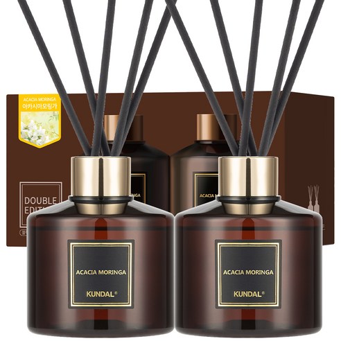 쿤달 퍼퓸 디퓨저 2개 + 섬유스틱 10개, 아카시아모링가, 200ml, 1세트