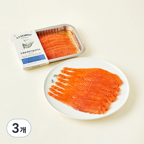 OZEN 훈제연어 슬라이스 (냉장), 180g, 3개