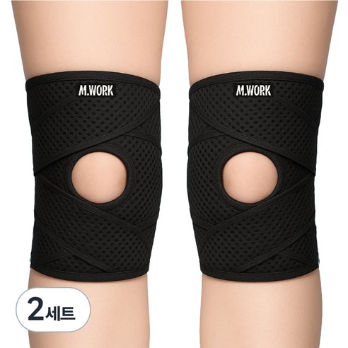 무드워크 더블스트랩 무릎보호대 좌우세트 블랙, 2세트