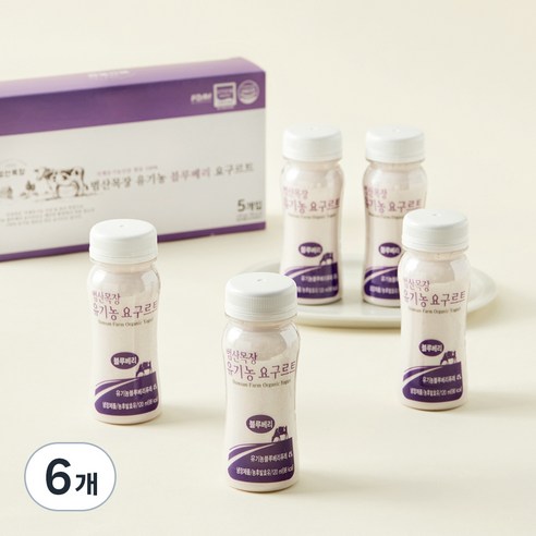 유기가공식품 인증 범산목장 블루베리 요구르트, 6개, 5개입, 120ml