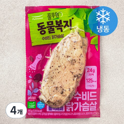 지구식단 동물복지 수비드 닭가슴살 블랙페퍼 (냉동), 115g, 4개