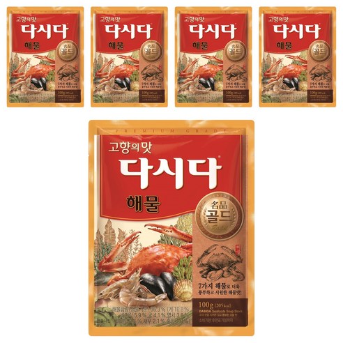 다시다 명품골드 해물 조미료, 100g, 5개