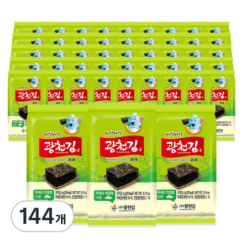 광천김 바삭바삭 파래김, 4g, 144개