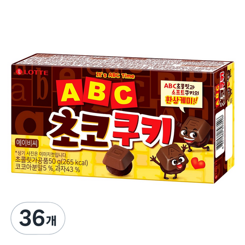 롯데 ABC초코쿠키, 50g, 36개