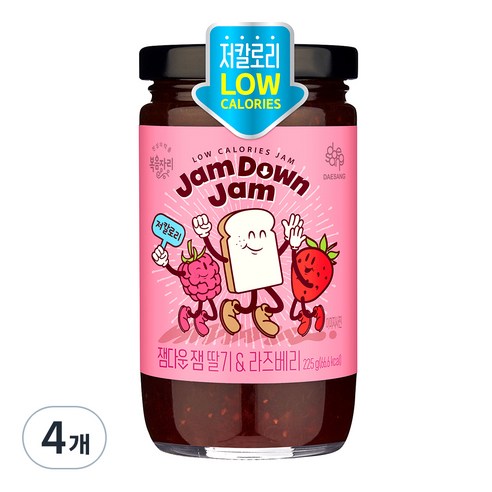 복음자리 잼다운 잼 딸기 & 라즈베리, 4개, 225g