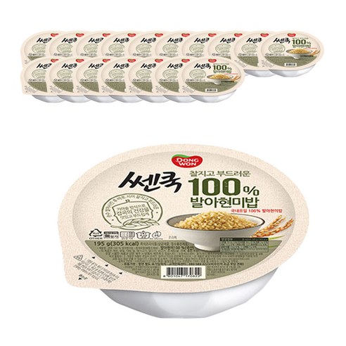 동원 100% 발아현미밥, 195g, 18개