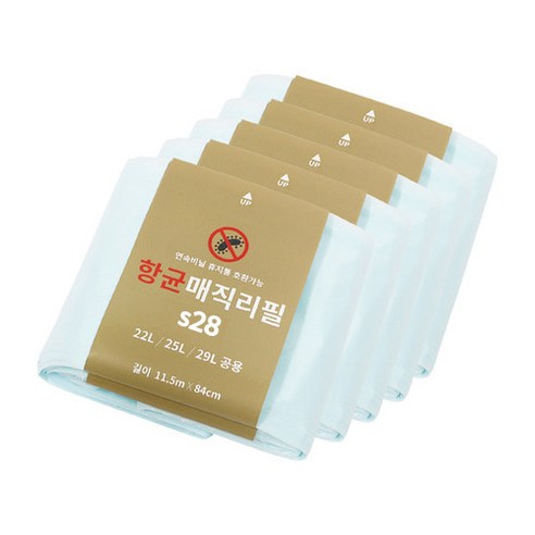 항균 매직리필 S28 22L 25L 29L 호환 완벽탈취 리필봉투, 5개