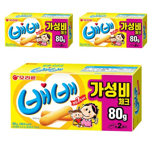 오리온 배배, 80g, 3개