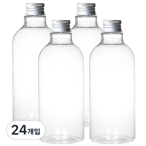 병도매닷컴 DN500 투명 음료용기 알루미늄 실버캡, 500ml, 4개