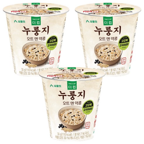 심플잇 더컵누룽지 오트 앤 약콩, 30g, 3개