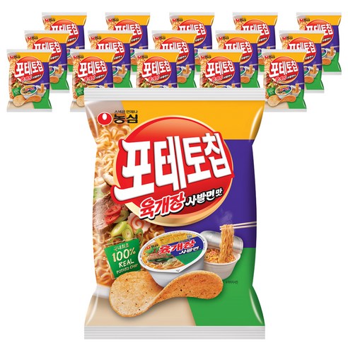 포테토칩 육개장사발면맛, 60g, 16개