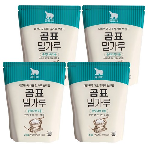 곰표 밀가루 중력 다목적용, 2kg, 4개