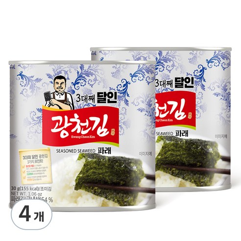 광천김 3대째 달인 파래 캔김, 30g, 4개