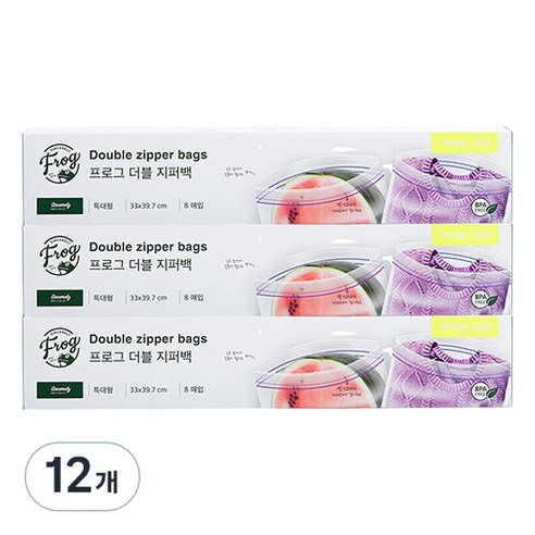 프로그 더블 지퍼백 특대형 8p 냉장용, 12개