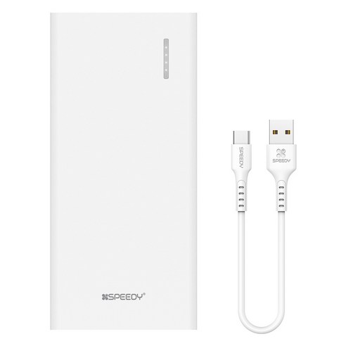 스피디 슬림 핏 보조배터리 10000mAh + C타입 케이블 세트, SPE-B2PA10CPQ, 화이트 외장 배터리