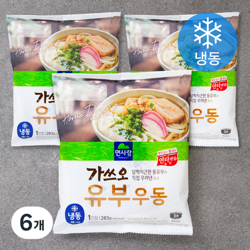 면사랑 가쓰오 유부 우동 (냉동), 283g, 6개