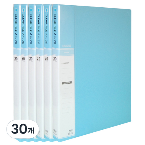 마이다스 클리어화일 인덱스 A4 20매, 하늘색, 30개