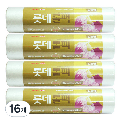 롯데이라이프 일회용 위생롤팩 알뜰형 중 200p, 16개