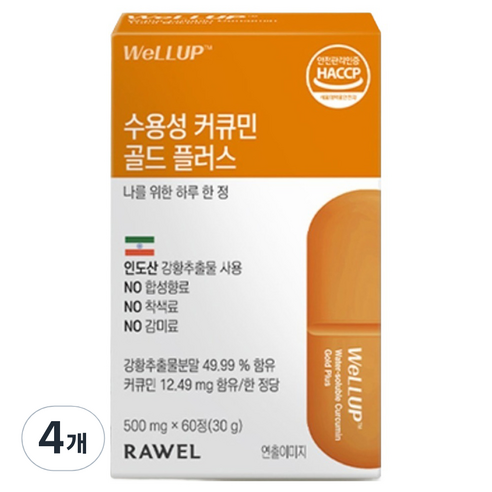로엘 웰업 수용성 커큐민 골드 플러스 60p, 30g, 4개