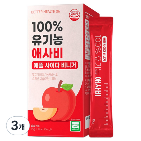 더존건강 NFC착즙 유기농 애사비 스틱 14p, 3개, 210ml