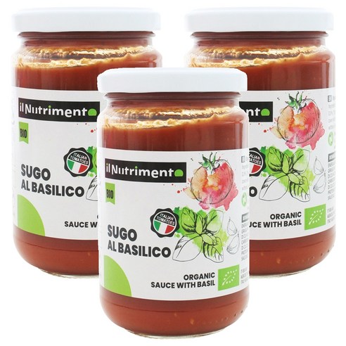 유기농 수고 알 바실리코 소스, 280g, 3개